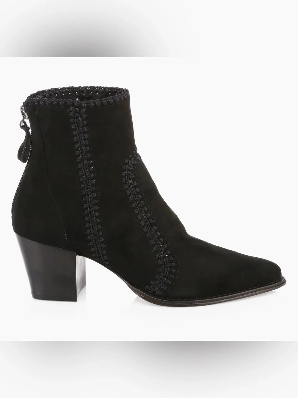 Birman Benta Black Suede Embroidered Ankle Boots – Size 40 Boho Chic Luxury